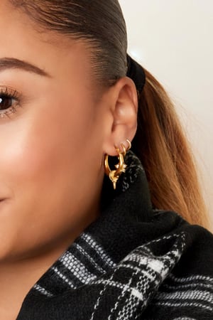 stainless steel earrings with black stones - small  h5 Picture3